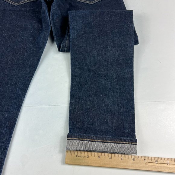 Uniqlo Jean Mens 31x30* Slim Straight Selvedge Kaihara Dark Blue Denim Tag 31x32 - Picture 10 of 16